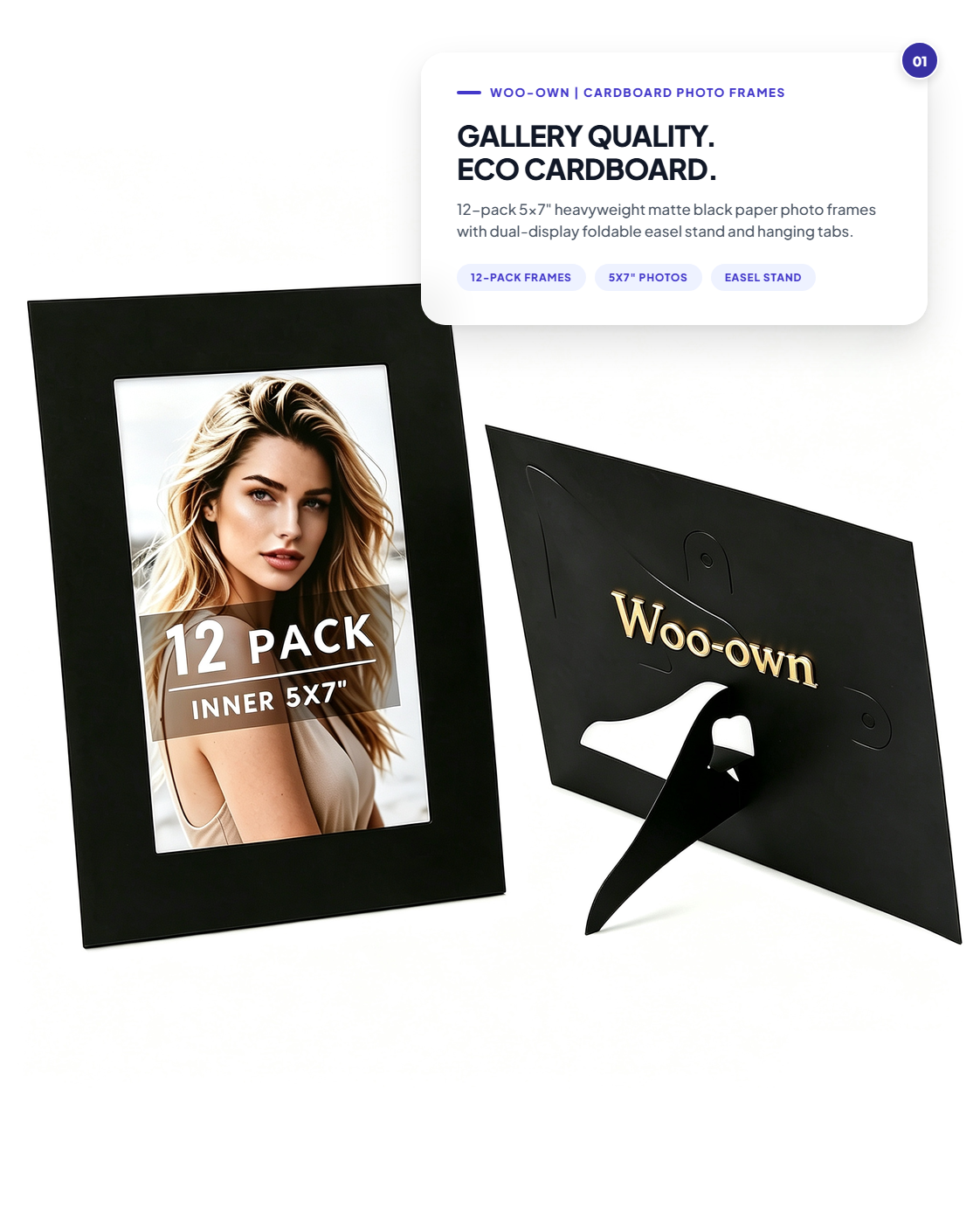 Woo-Own™ Eco-Kraft Foldable DIY Paper Photo Frames Collage Set (12-Pack)